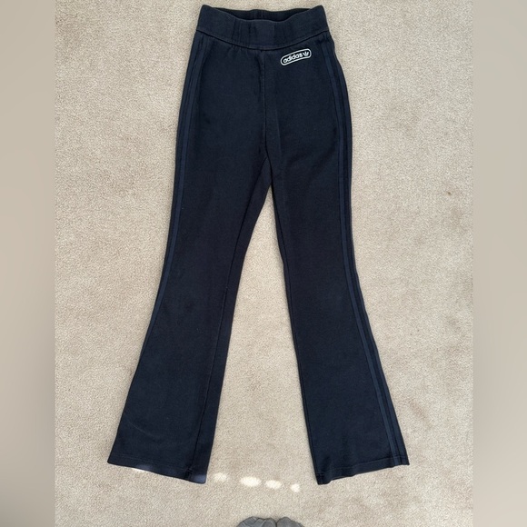 adidas Pants - Adidas navy ribbed flare pant